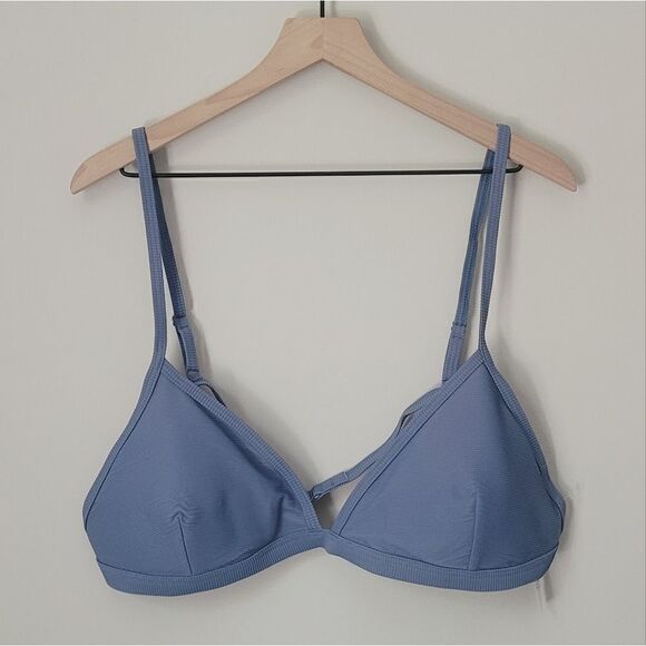 New J.Crew Ribbed Triangle Bikini Top in Blue Size 3X NWT - Picture 4 of 12